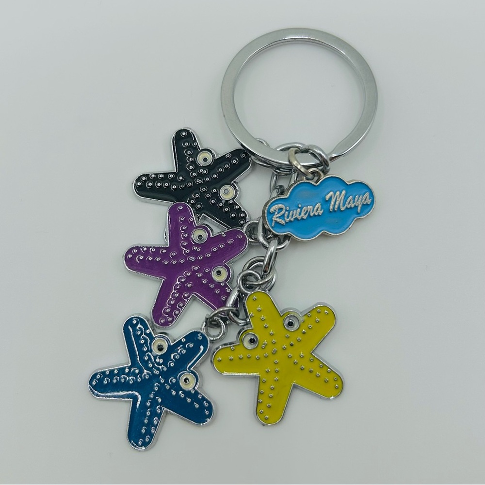 Rivera Maya Mexico Travel Colorful Starfish Keychain